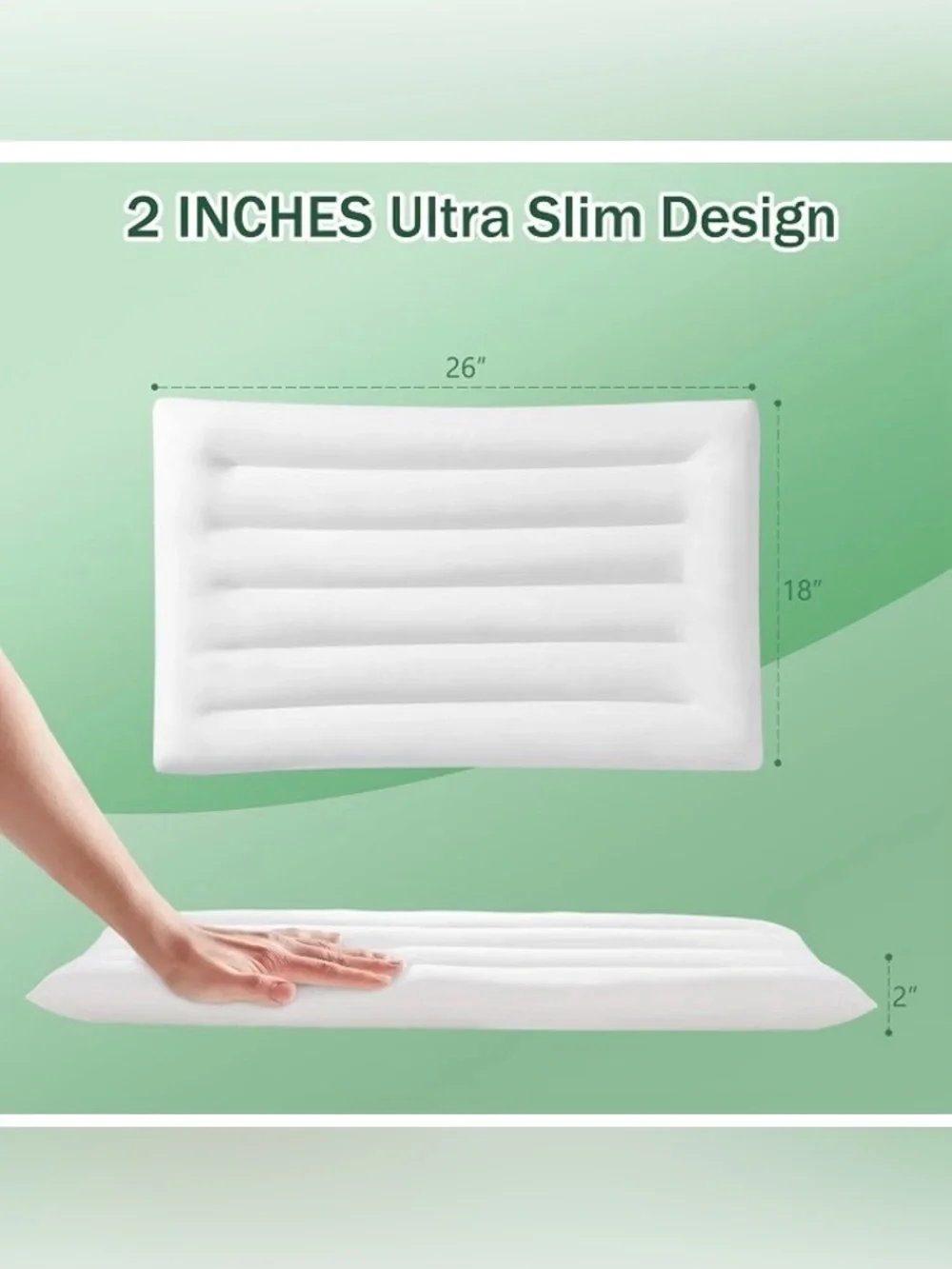 SILUI Ultra Thin Flat Pillows for Sleeping 2 Inch Height - Standard Size, 20x26”